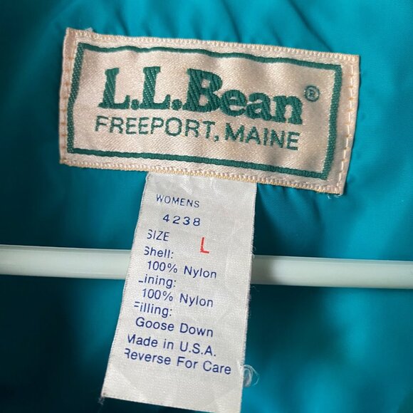 L.L.Bean Womens Teal Puffer Vest Size L Goose Down Nylon Shell Lining Made In US - Picture 5 of 8